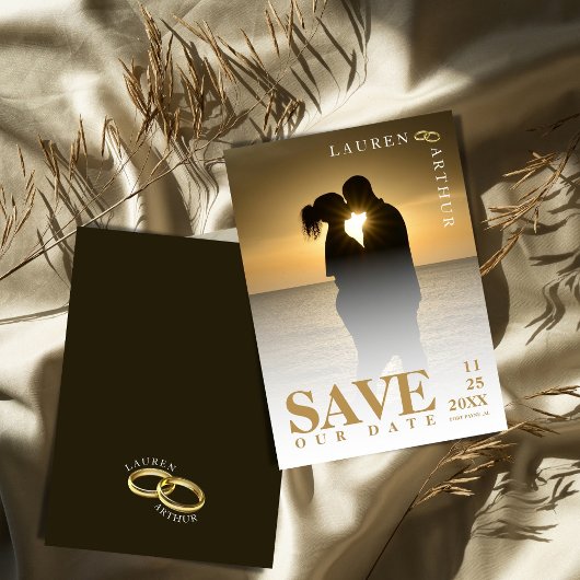 Moderne schicke Ultra-Minimal-Foto-Hochzeit Save The Date