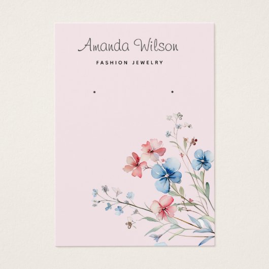 Moderne schicke Watercolor Blumen Ohrring-Karte (Vorderseite)