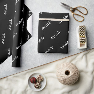Moderne Schicke Weihnachten Schwarz-Weiß-Muster Geschenkpapier