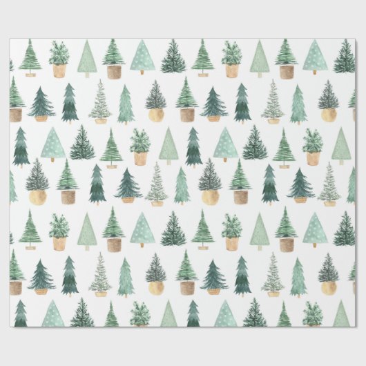 Moderne schicke Weihnachtsbäume Pflanze Geschenkpapier (Flach)