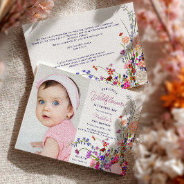 Moderne schicke Wildblume Drehbuch Foto 1. Geburts Einladung