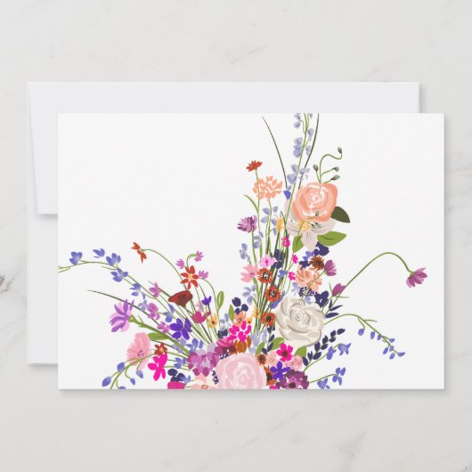 Moderne schicke Wildblume Drehbuch Foto 1. Geburts Einladung (Rückseite)