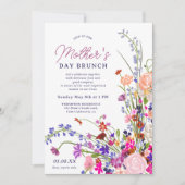 Moderne schicke Wildblume Drehbuch Muttertag Brunc Einladung (Vorderseite)