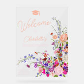 Moderne schicke Wildblume Drehbuch willkommen Absc Acrylschild (Vorderseite)