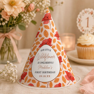 Moderne Schicke Wildblumen 1. Geburtstag Mädchen Partyhütchen
