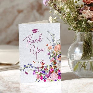 Moderne schicke Wildblumen Drehbuch boho Abschluss Dankeskarte