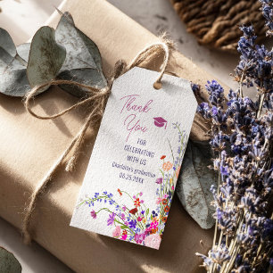 Moderne schicke wilde Blumen Abschluss Danke Geschenkanhänger