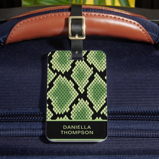 Moderne schicke Wildlife Schlange Muster Muster Re Gepäckanhänger (Vorderseite Insitu 2)