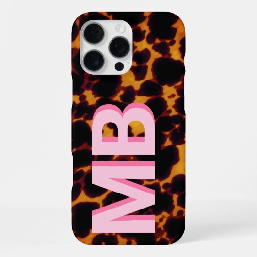 Moderne Schildpatt-Monogramm iPhone Hülle (Rückseite)