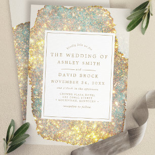 Moderne schillernde Glitter-Hochzeit Einladung