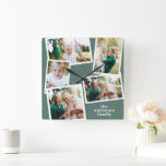 Moderne schlanke, grüne Mehrfamilienfamilie Wohnge Quadratische Wanduhr<br><div class="desc">Moderne schlanke grüne,  zeitgenössische,  elegante Multi-Foto Wohngestaltung Uhr. Ideal Geburtstag,  Weihnachten,  Jubiläum,  Muttertag,  Vatertag,  neue Zuhause,  Hochzeitsgeschenk.</div>