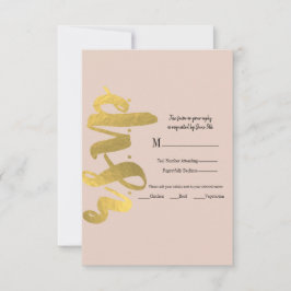 Moderne, schlanke Imitate Foil Gold Beige Hochzeit RSVP Karte