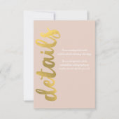 Moderne, schlanke Imitate Foil Gold Beige Hochzeit RSVP Karte (Vorderseite)