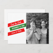 Moderne schlanke Save the Date Postkarte (rot/grün (Vorne/Hinten)