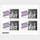 Moderne, schlanke Save the Date Stickers (Lila/gra (Blatt)