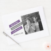 Moderne, schlanke Save the Date Stickers (Lila/gra (Umschlag)