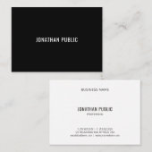 Moderne, schlanke, Schwarz-weiße, trendige Vorlage Visitenkarte (Vorne/Hinten)