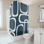 Moderne Schleifen des Mitteljahrhunderts in Weiß u Duschvorhang (Beispiel)