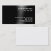 Moderne Schlicht Black Gray Visitenkarte (Vorne/Hinten)