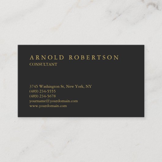 Moderne Schlicht Grau Gold Berufliche Visitenkarte (Vorderseite)