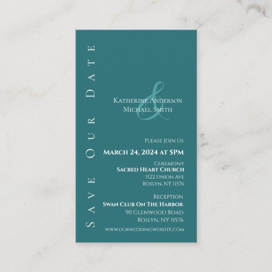 Moderne, schlicht-grün-Save the Date- Visitenkarte (Vorderseite)