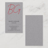 Moderne schlicht-minimalistisch-graue Monogramm-In Visitenkarte (Vorne/Hinten)