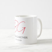 Moderne schlicht-minimalistische rote Monogramm-In Kaffeetasse (VorderseiteRechts)