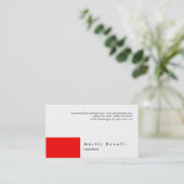 Moderne, Schlicht rote, weiße Visitenkarte (Stehend Vorderseite)