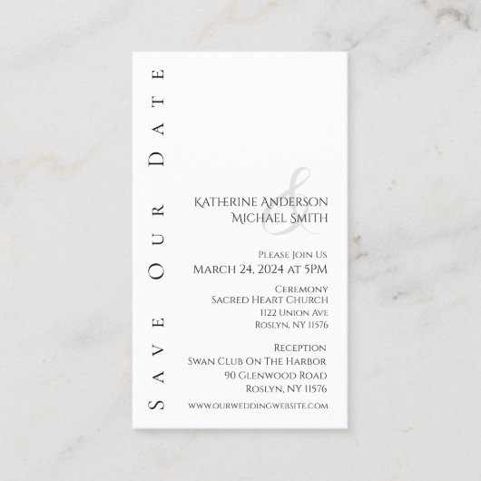 Moderne, schlicht-schwarz und weiß-Save the Date- Visitenkarte (Vorderseite)