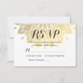Moderne, schlicht weiße und goldene florale UAWG-R RSVP Karte (Vorderseite)