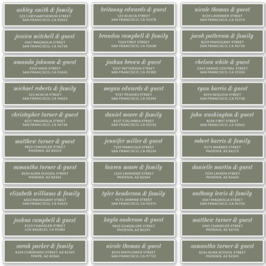 Moderne, schlichte Adresse für Hochzeitsgäste Aufkleber (Vorderseite)