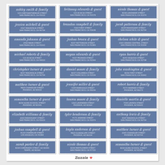 Moderne, schlichte Adresse für Hochzeitsgäste Aufkleber (Blatt)