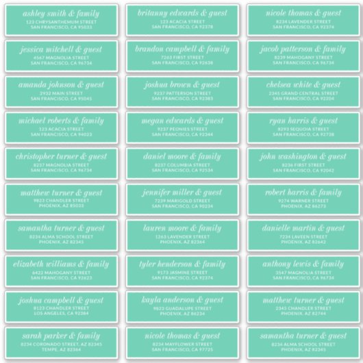 Moderne, schlichte Adresse für Hochzeitsgäste Aufkleber (Vorderseite)