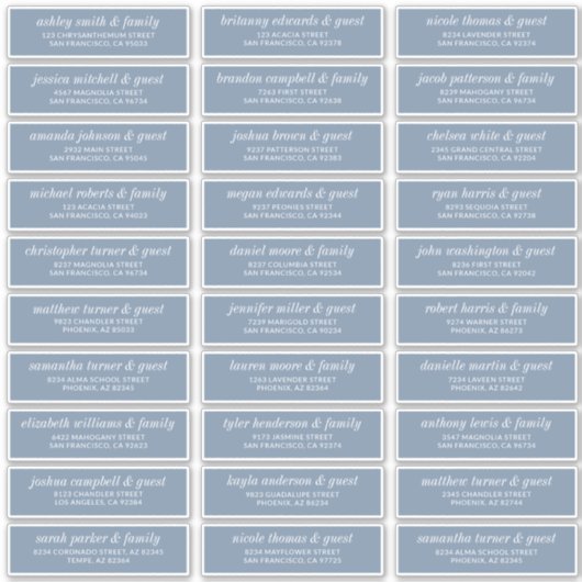 Moderne, schlichte Adresse für Hochzeitsgäste Aufkleber (Vorderseite)