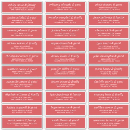 Moderne, schlichte Adresse für Hochzeitsgäste Aufkleber (Vorderseite)
