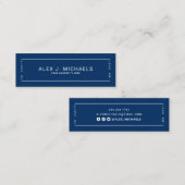 Moderne, schlichte blaue Abschluss-Namenskarte Telefonnummerkarte (Vorne/Hinten)