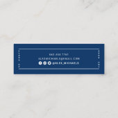 Moderne, schlichte blaue Abschluss-Namenskarte Telefonnummerkarte (Rückseite)