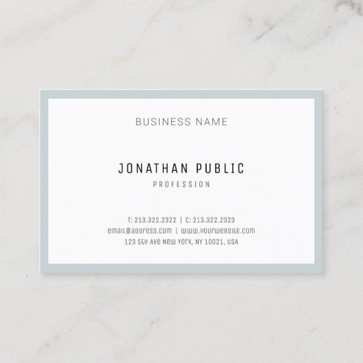 Moderne, schlichte, blaugrüne Minimalistische Vorl Visitenkarte (Rückseite)