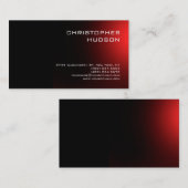Moderne Schlichte Business Card Schwarz Rot Visitenkarte (Vorne/Hinten)