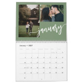 Moderne, schlichte Collage aus grünem Foto Kalender (Jan 2027)