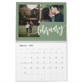 Moderne, schlichte Collage aus grünem Foto Kalender (Feb 2027)