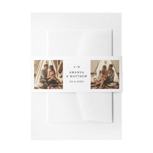 Moderne, schlichte Collage Foto Hochzeit Einladungsbanderole (Vorderseite Beispiel)