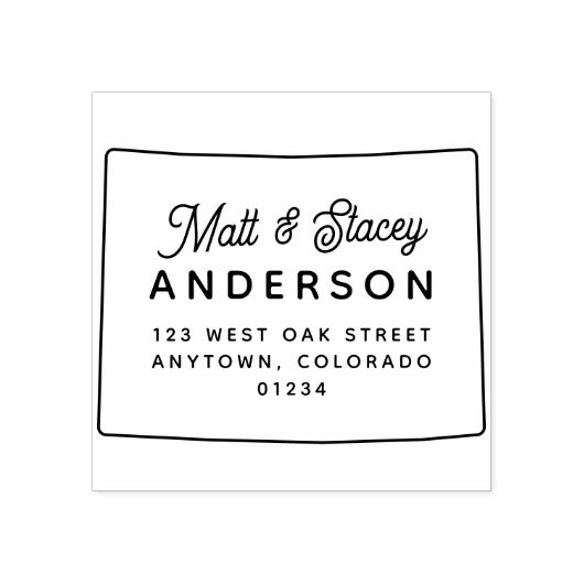 Moderne, schlichte COLORADO Staat Rücksendeadresse Gummistempel (Prägung)