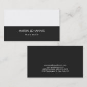 Moderne, Schlichte, dunkelgraue, weiße Visitenkart Visitenkarte (Vorne/Hinten)