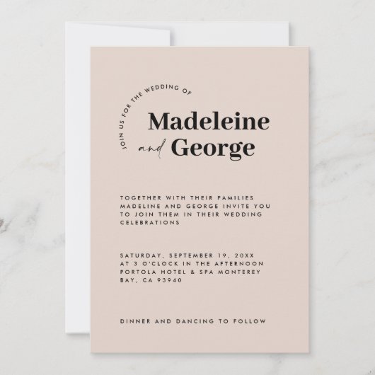 Moderne schlichte, elegante Typografie schwarzweiß Save The Date (Vorderseite)