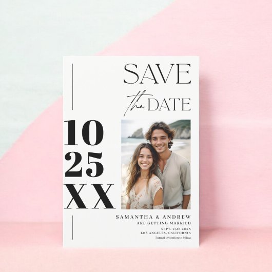 Moderne schlichte, fette Schrift Schwarz-weiße Hoc Save The Date