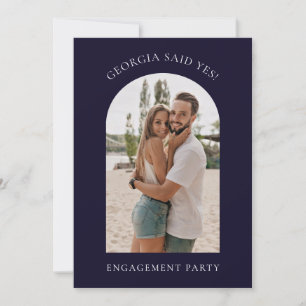 Moderne, schlichte Foto-Darkblue-Begegnungsparty Feiertagskarte
