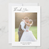 Moderne, schlichte Foto-Hochzeit Dankeskarte (Vorderseite)