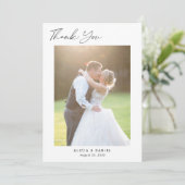 Moderne, schlichte Foto-Hochzeit Dankeskarte (Stehend Vorderseite)
