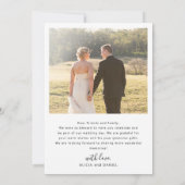 Moderne, schlichte Foto-Hochzeit Dankeskarte (Rückseite)